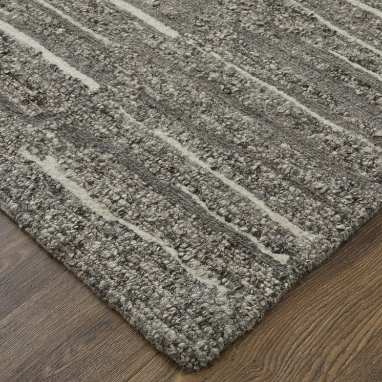 8' X 10' Gray Ivory and Taupe Abstract Hand Woven Area Rug