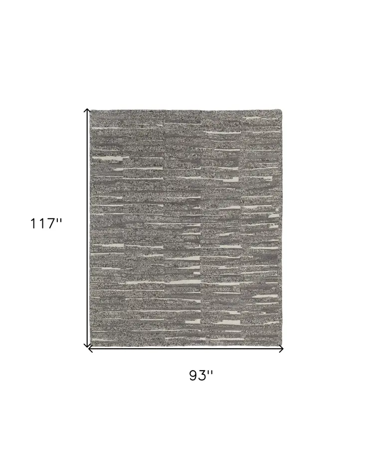 8' X 10' Gray Ivory and Taupe Abstract Hand Woven Area Rug