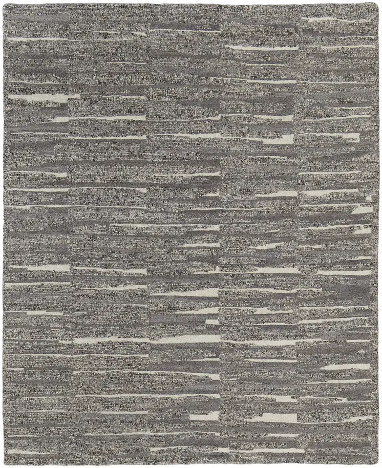 8' X 10' Gray Ivory and Taupe Abstract Hand Woven Area Rug