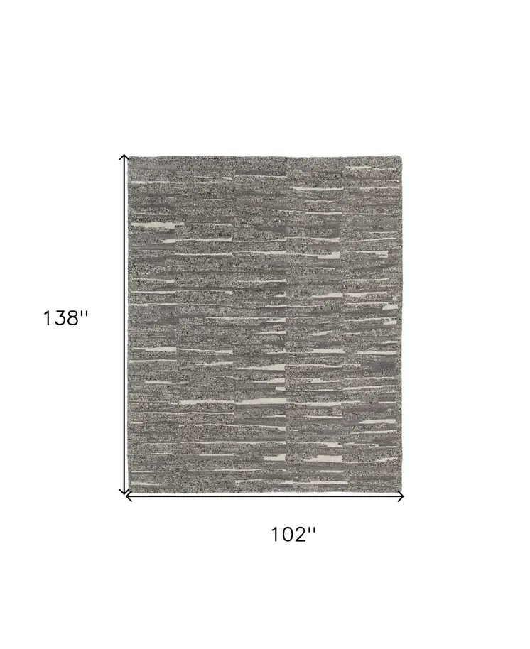 8' X 12' Gray Ivory and Taupe Abstract Hand Woven Area Rug