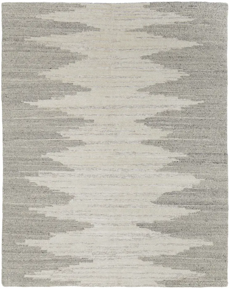 6' X 9' Gray and Ivory Ombre Hand Woven Area Rug