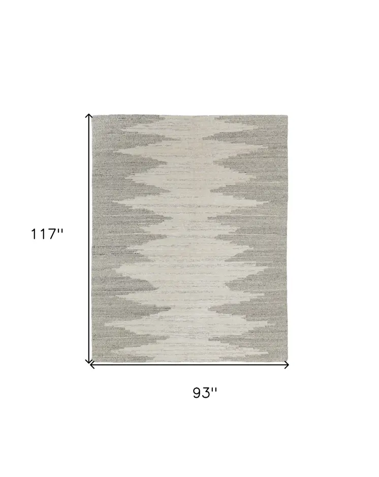 8' X 10' Gray and Ivory Ombre Hand Woven Area Rug