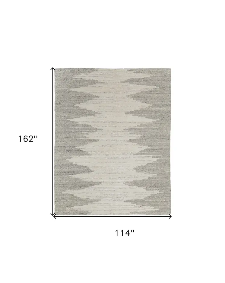 9' X 13' Gray and Ivory Ombre Hand Woven Area Rug
