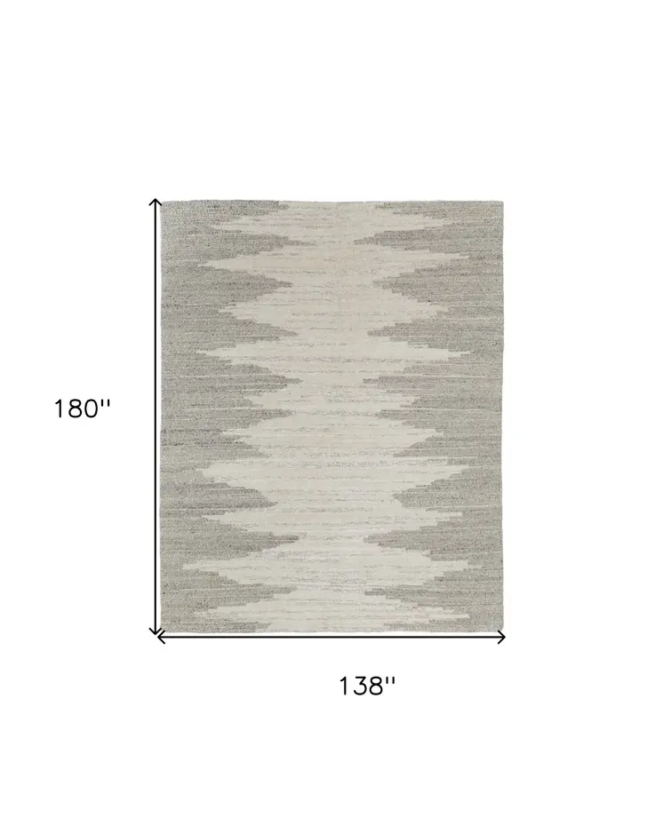 12' X 15' Gray and Ivory Ombre Hand Woven Area Rug