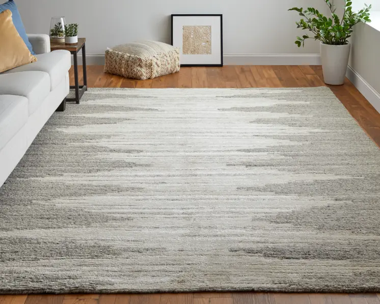 2' X 3' Gray and Ivory Ombre Hand Woven Area Rug