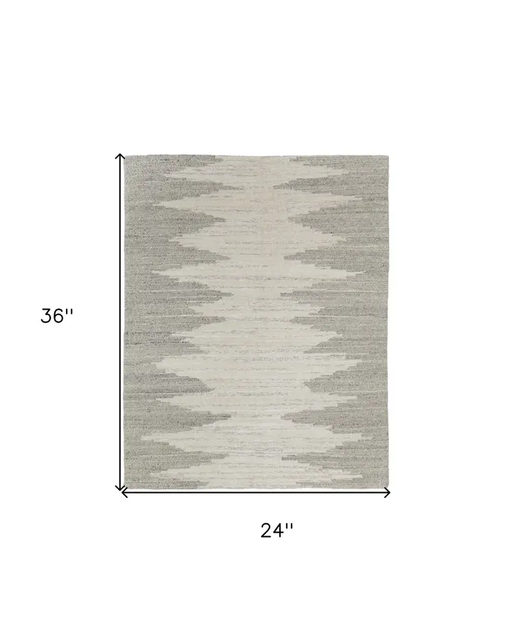 2' X 3' Gray and Ivory Ombre Hand Woven Area Rug