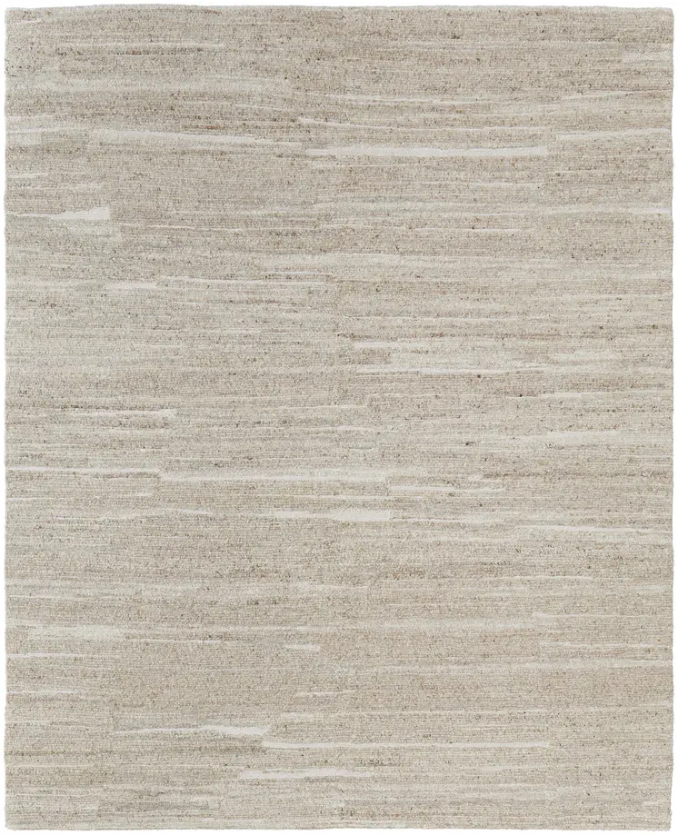 4' X 6' Ivory Abstract Hand Woven Worn Faded Area Rug