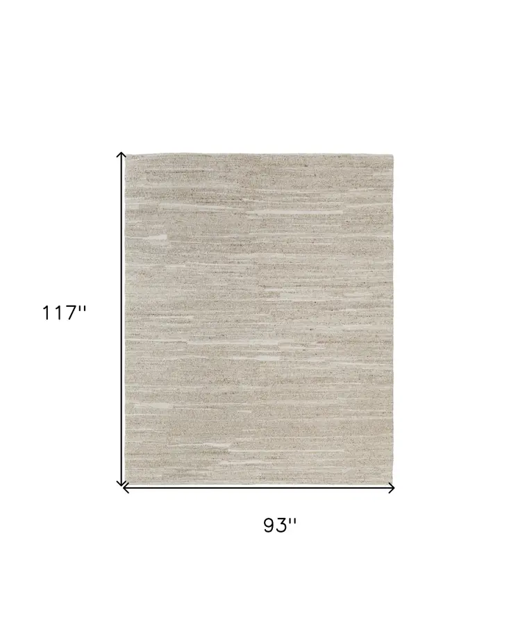 8' X 10' Ivory Abstract Hand Woven Worn Faded Area Rug