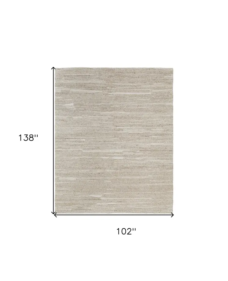 8' X 12' Ivory Abstract Hand Woven Worn Faded Area Rug
