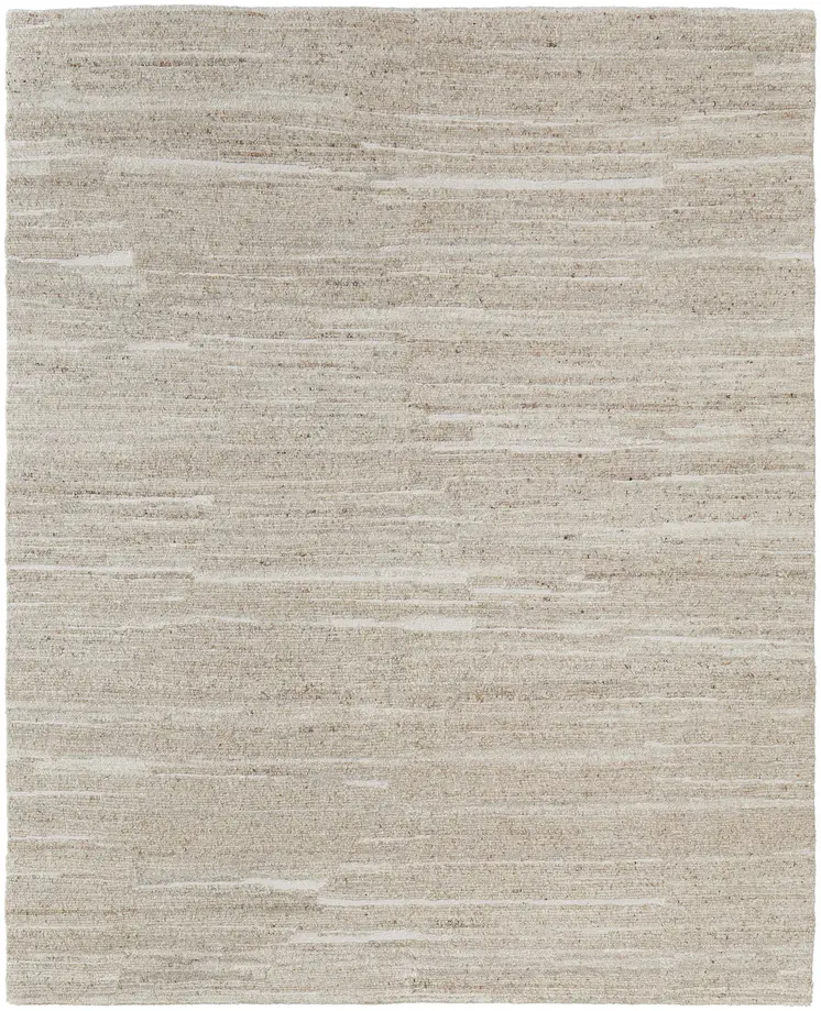 8' X 12' Ivory Abstract Hand Woven Worn Faded Area Rug