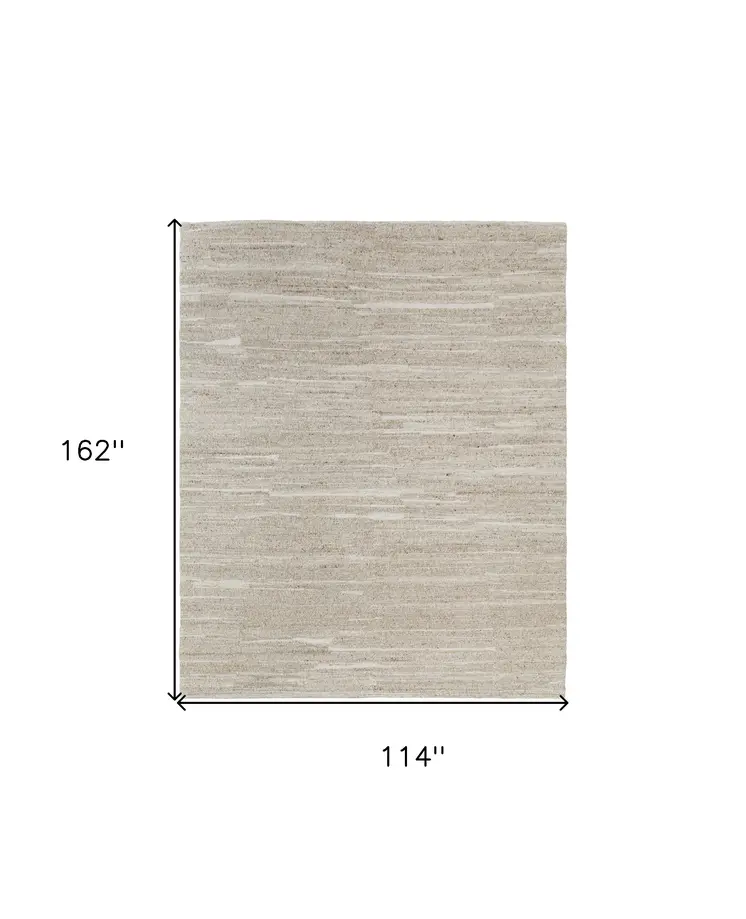 9' X 13' Ivory Abstract Hand Woven Worn Faded Area Rug