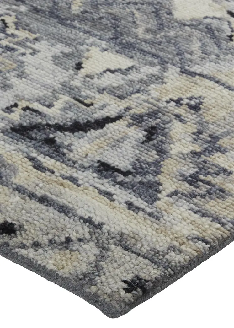 8' X 10' Taupe Gray and Tan Wool Geometric Hand Knotted Area Rug