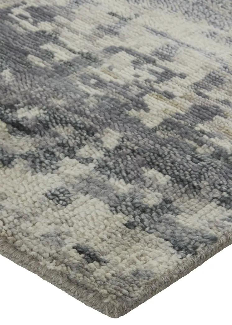 6' X 9' Gray Taupe and Ivory Wool Abstract Hand Knotted Area Rug