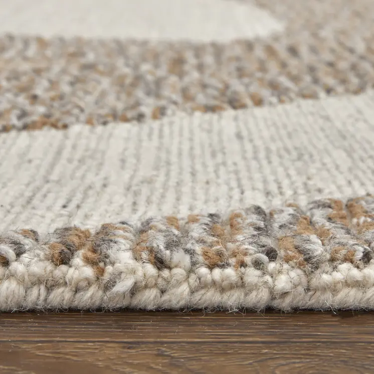 9' X 12' Brown Tan and Ivory Wool Abstract Hand Tufted Area Rug
