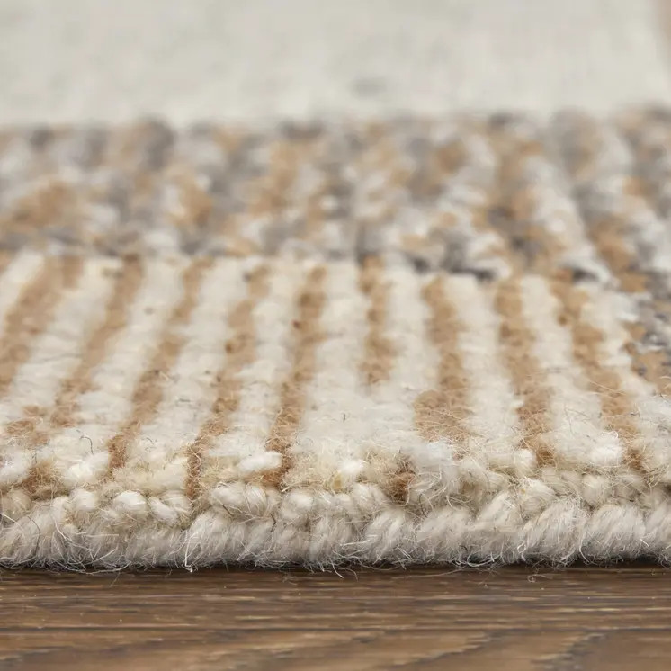 9' X 12' Brown Tan and Ivory Wool Abstract Hand Tufted Area Rug