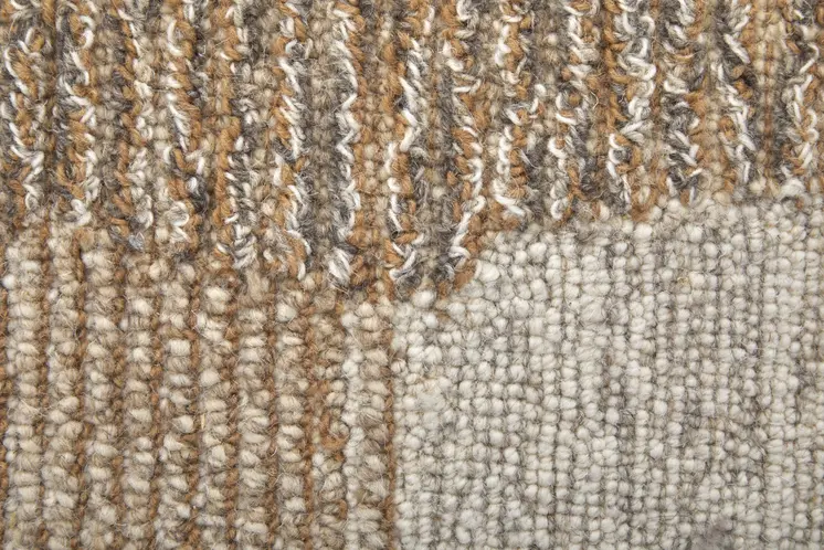 2' X 3' Brown Tan and Ivory Wool Abstract Hand Tufted Area Rug