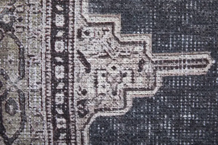 5' X 8' Gray Taupe and Ivory Oriental Power Loom Washable Area Rug
