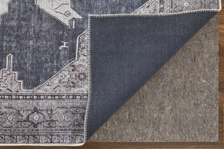 8' X 10' Gray Taupe and Ivory Oriental Power Loom Washable Area Rug