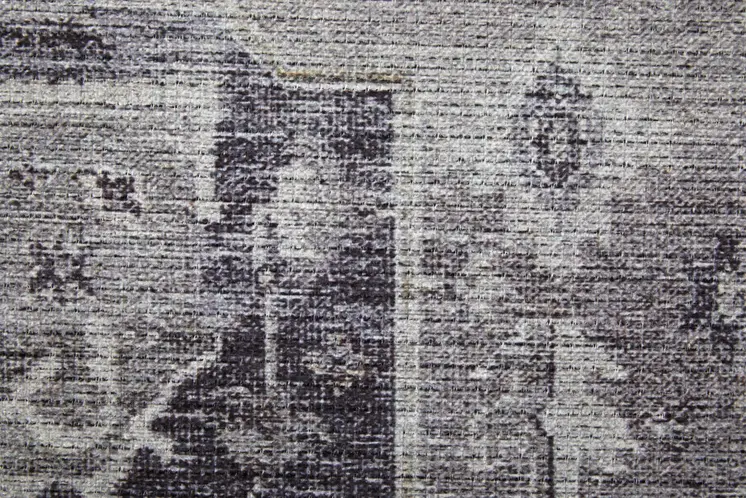 9' X 12' Gray and Ivory Oriental Power Loom Worn Faded Washable Area Rug