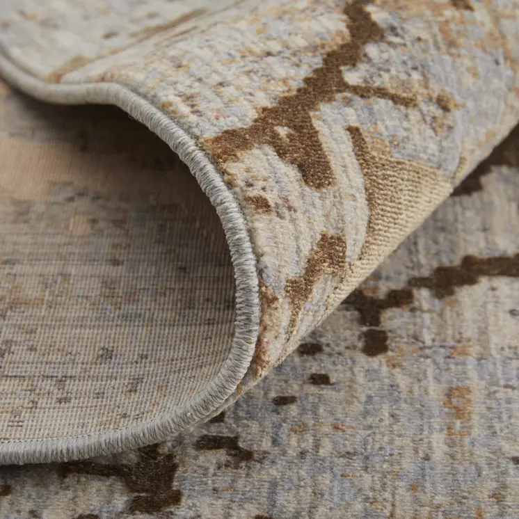5' X 8' Brown Taupe and Tan Abstract Power Loom Area Rug