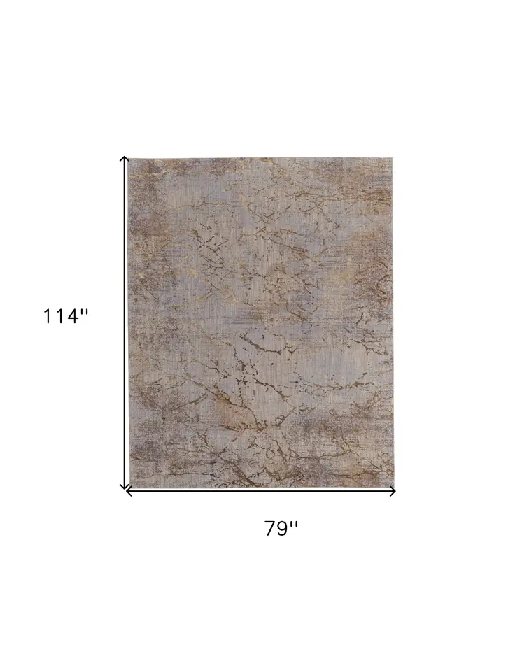 7' X 10' Brown Taupe and Tan Abstract Power Loom Area Rug