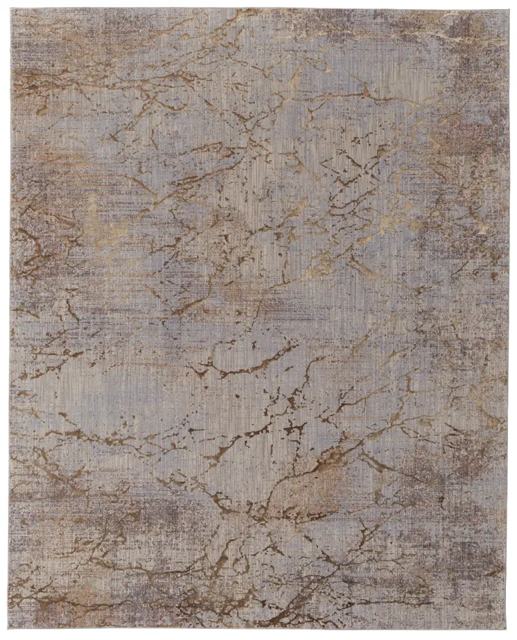 10' X 13' Brown Taupe and Tan Abstract Power Loom Area Rug