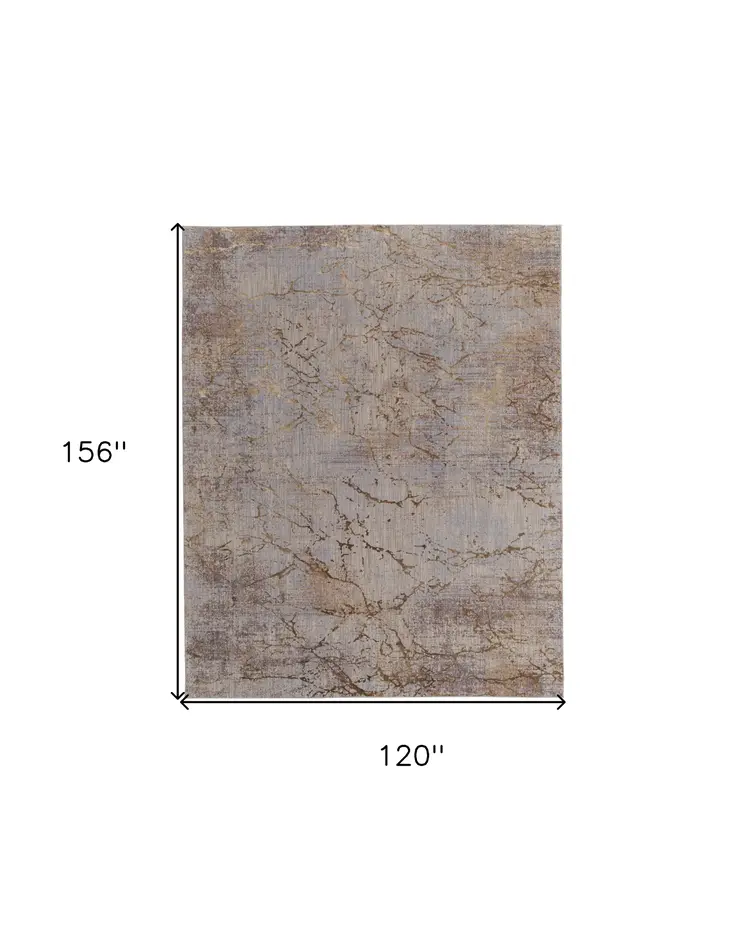 10' X 13' Brown Taupe and Tan Abstract Power Loom Area Rug