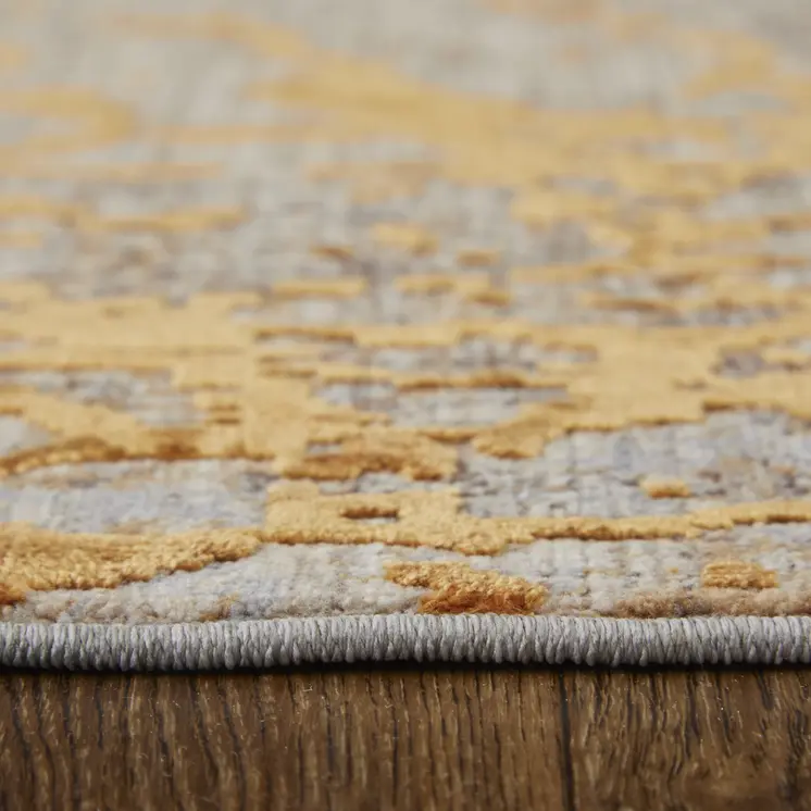 8' X 10' Brown Gold and Gray Abstract Power Loom Area Rug