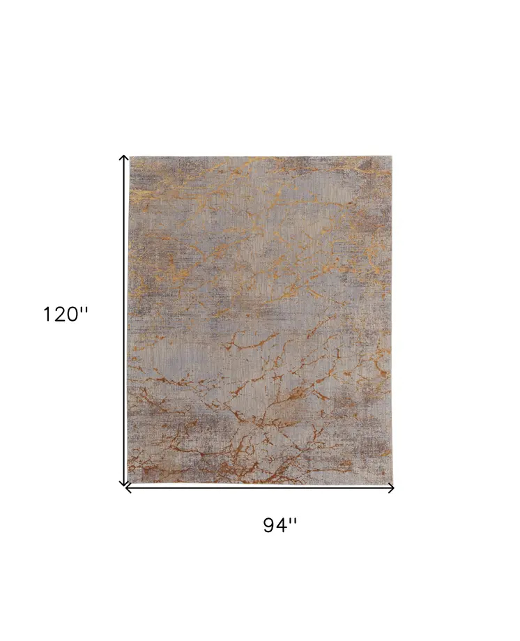8' X 10' Brown Gold and Gray Abstract Power Loom Area Rug