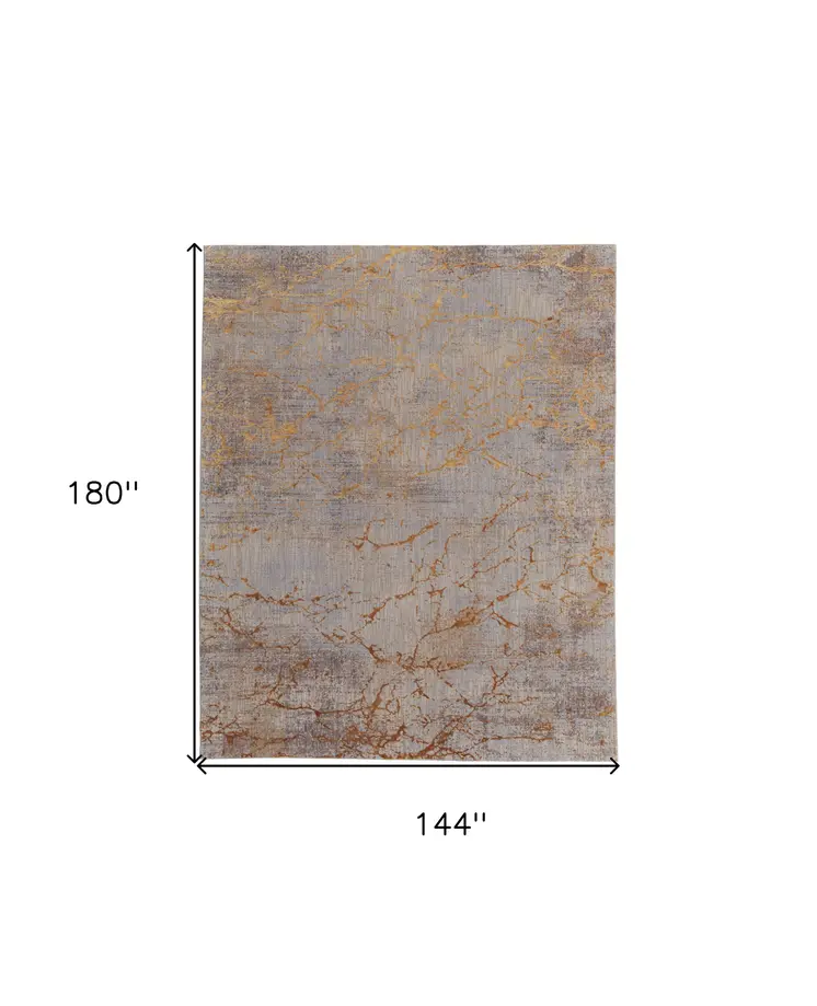 12' X 15' Brown Gold and Gray Abstract Power Loom Area Rug