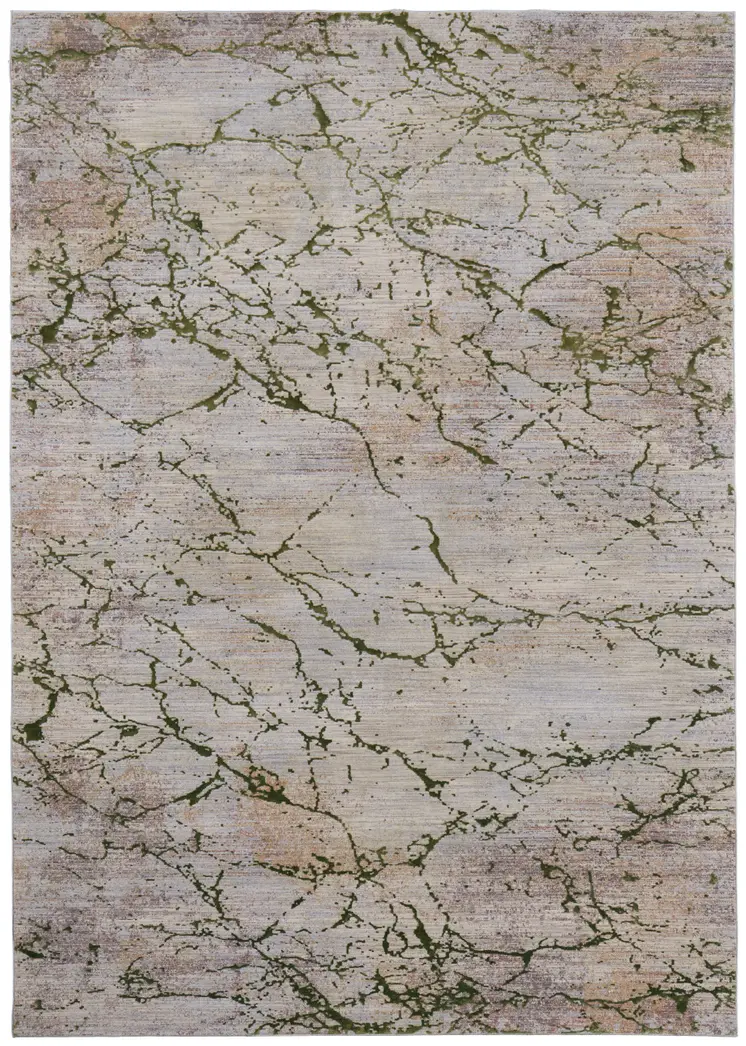 8' X 10' Taupe Green and Tan Abstract Power Loom Area Rug