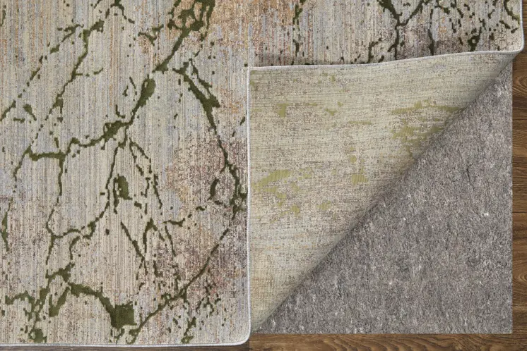8' X 10' Taupe Green and Tan Abstract Power Loom Area Rug