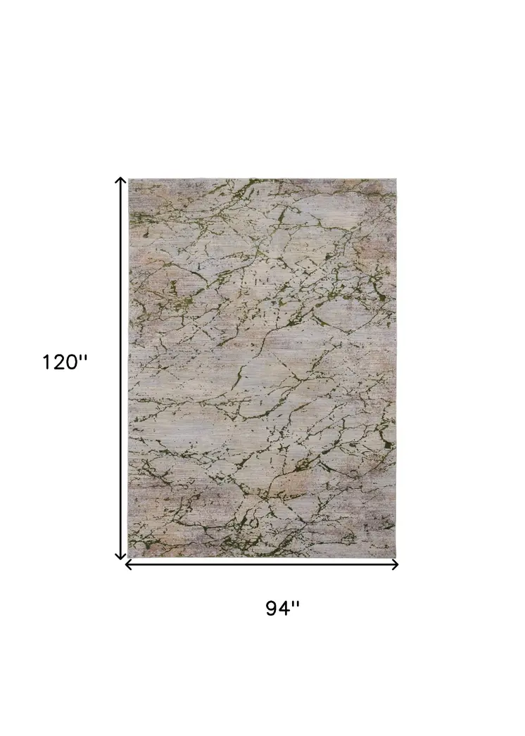 8' X 10' Taupe Green and Tan Abstract Power Loom Area Rug