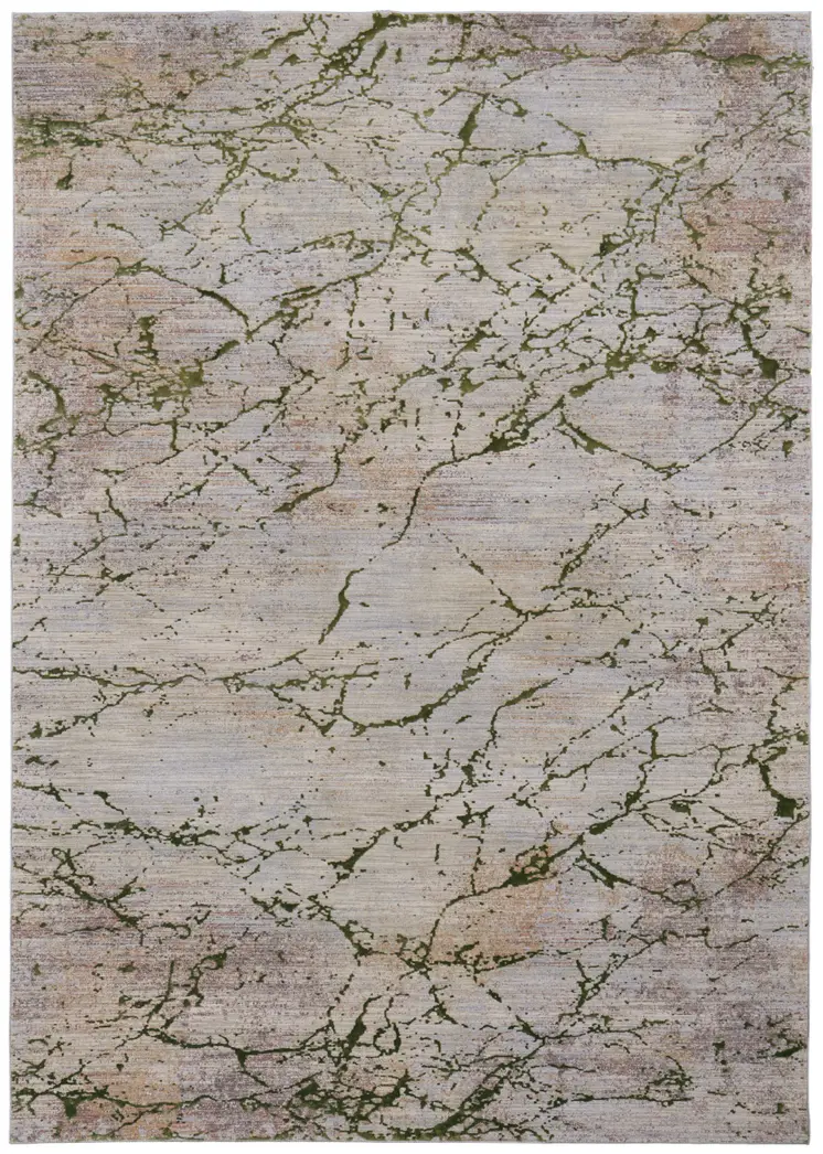 10' X 13' Taupe Green and Tan Abstract Power Loom Area Rug