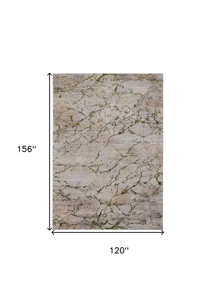 10' X 13' Taupe Green and Tan Abstract Power Loom Area Rug