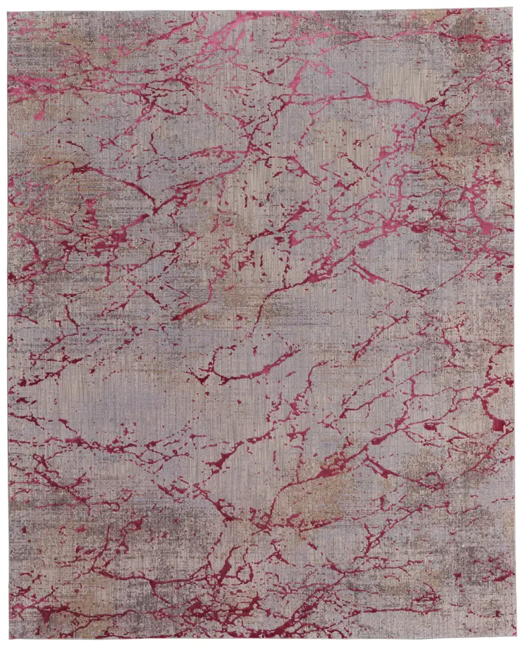 8' X 10' Pink Taupe and Gray Abstract Power Loom Area Rug