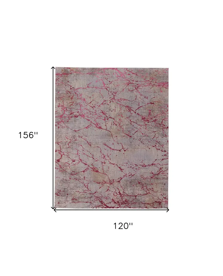 10' X 13' Pink Taupe and Gray Abstract Power Loom Area Rug