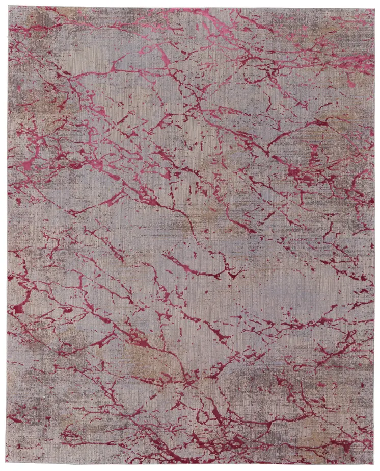 10' X 13' Pink Taupe and Gray Abstract Power Loom Area Rug