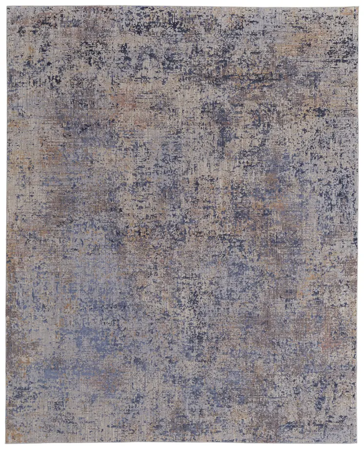 5' X 8' Blue Brown and Tan Abstract Power Loom Area Rug