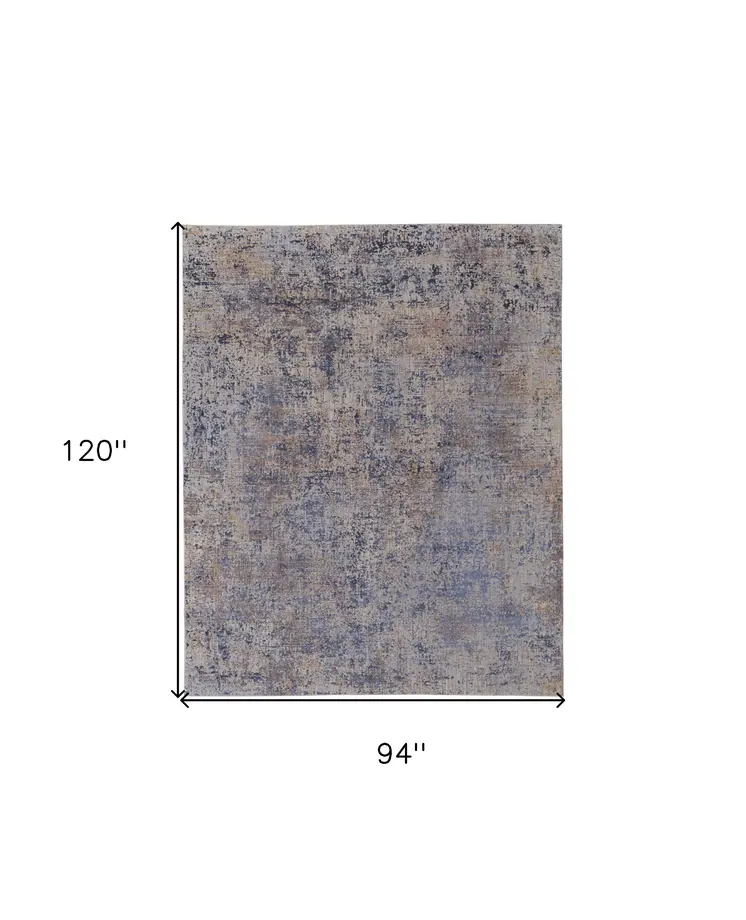8' X 10' Blue Brown and Tan Abstract Power Loom Area Rug