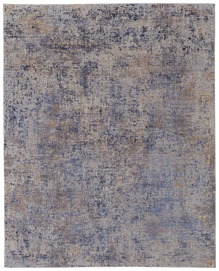 8' X 10' Blue Brown and Tan Abstract Power Loom Area Rug