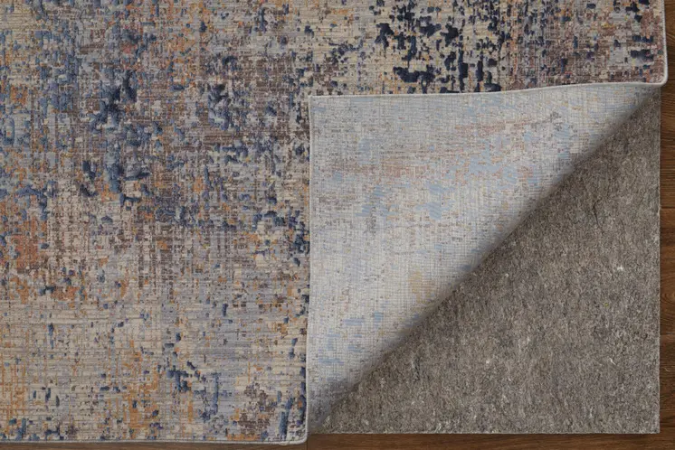 8' X 10' Blue Brown and Tan Abstract Power Loom Area Rug