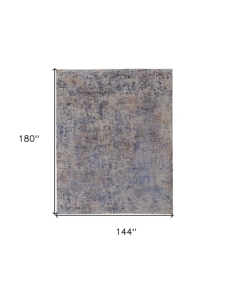 12' X 15' Blue Brown and Tan Abstract Power Loom Area Rug