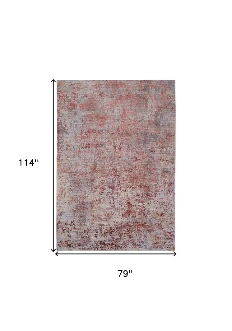 7' X 10' Red and Gray Abstract Power Loom Area Rug