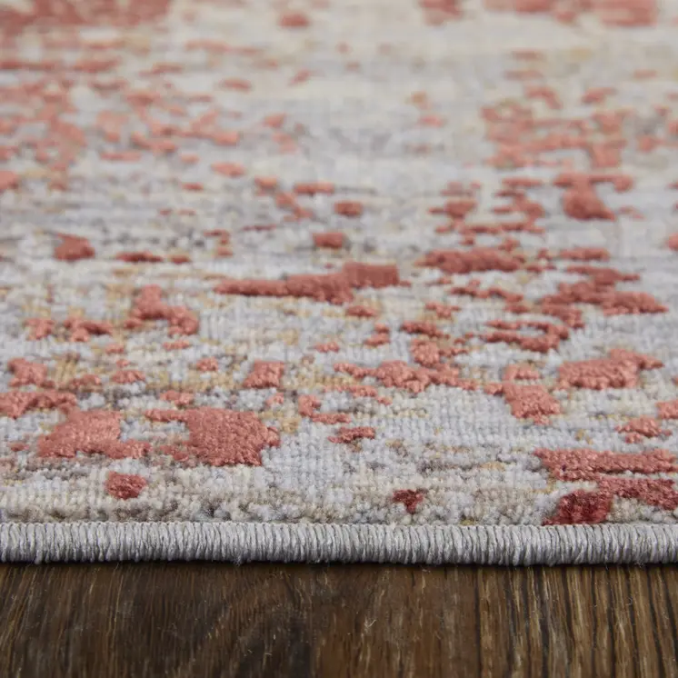 7' X 10' Red and Gray Abstract Power Loom Area Rug
