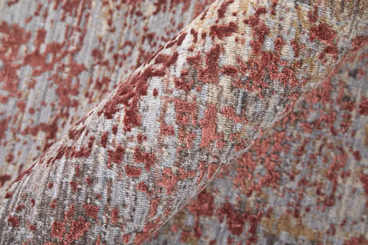 7' X 10' Red and Gray Abstract Power Loom Area Rug