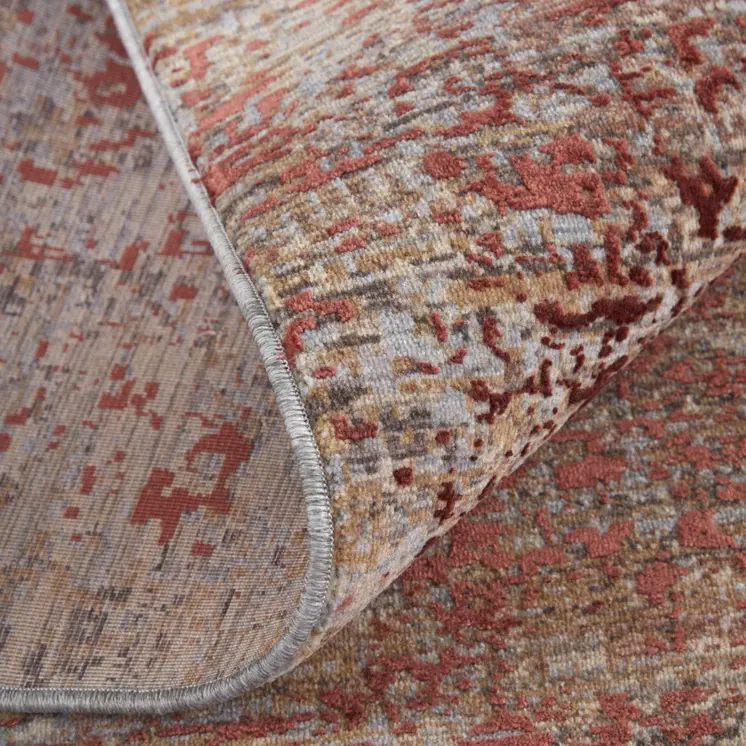 7' X 10' Red and Gray Abstract Power Loom Area Rug