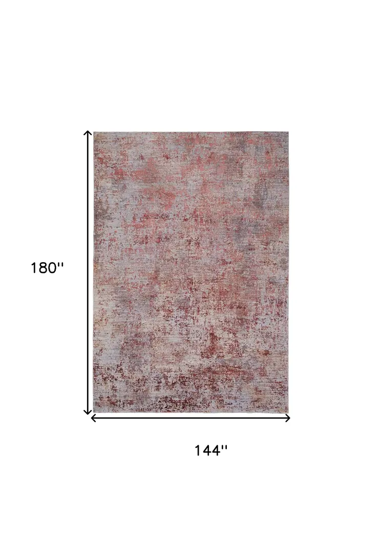 12' X 15' Red and Gray Abstract Power Loom Area Rug
