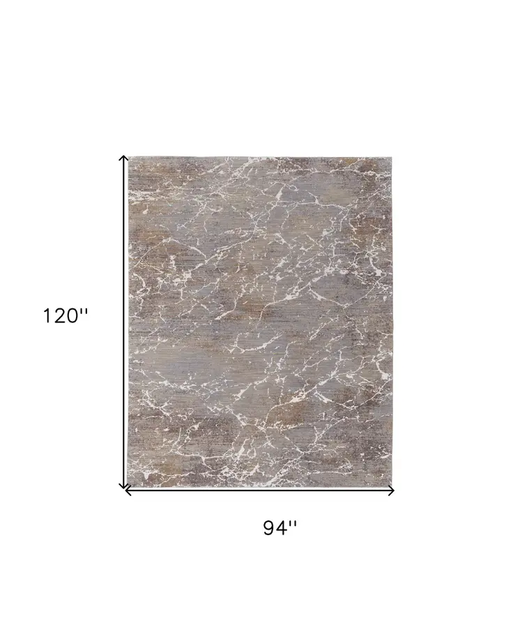 8' X 10' Ivory Brown and Taupe Abstract Power Loom Area Rug