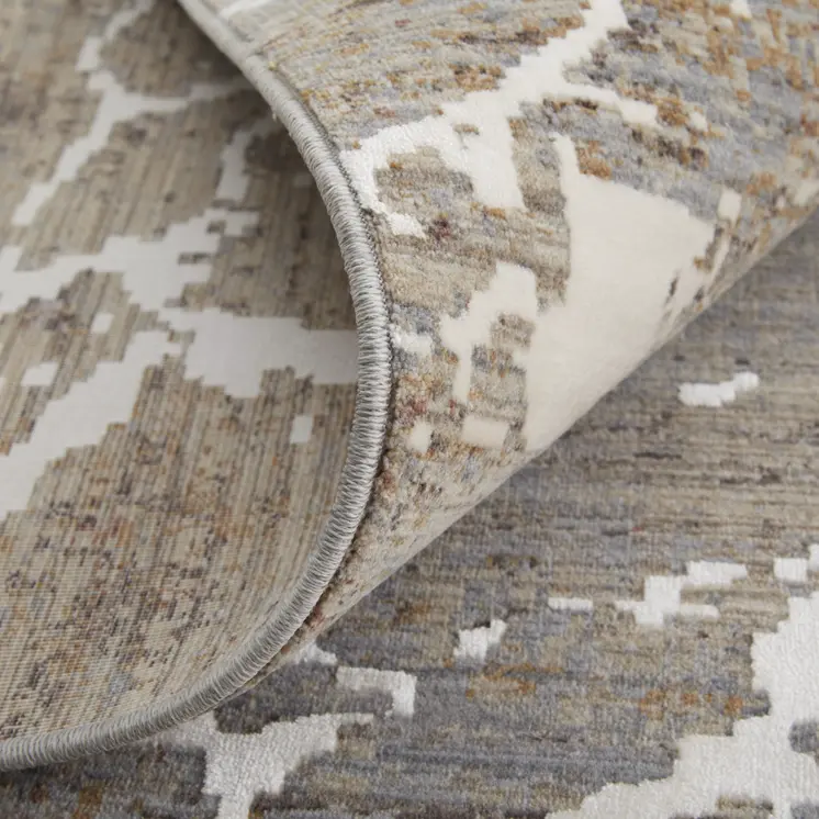 10' X 13' Ivory Brown and Taupe Abstract Power Loom Area Rug